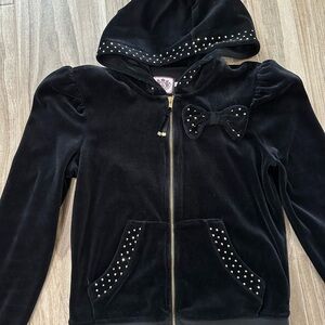 Juicy Couture Black Velour zip-up Hoodie with gold Studded Accents. Gorgeous!!